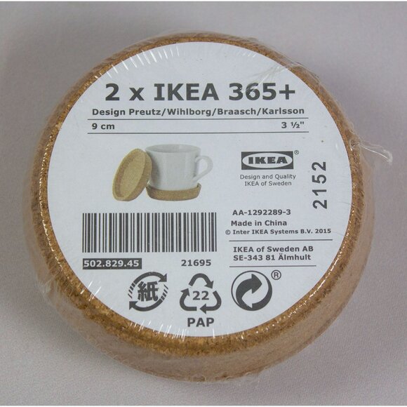 IKEA 365+ (2) Cork Coaster Catch All 3.5" Coffee Mug Holder #2152 NEW - Picture 1 of 4